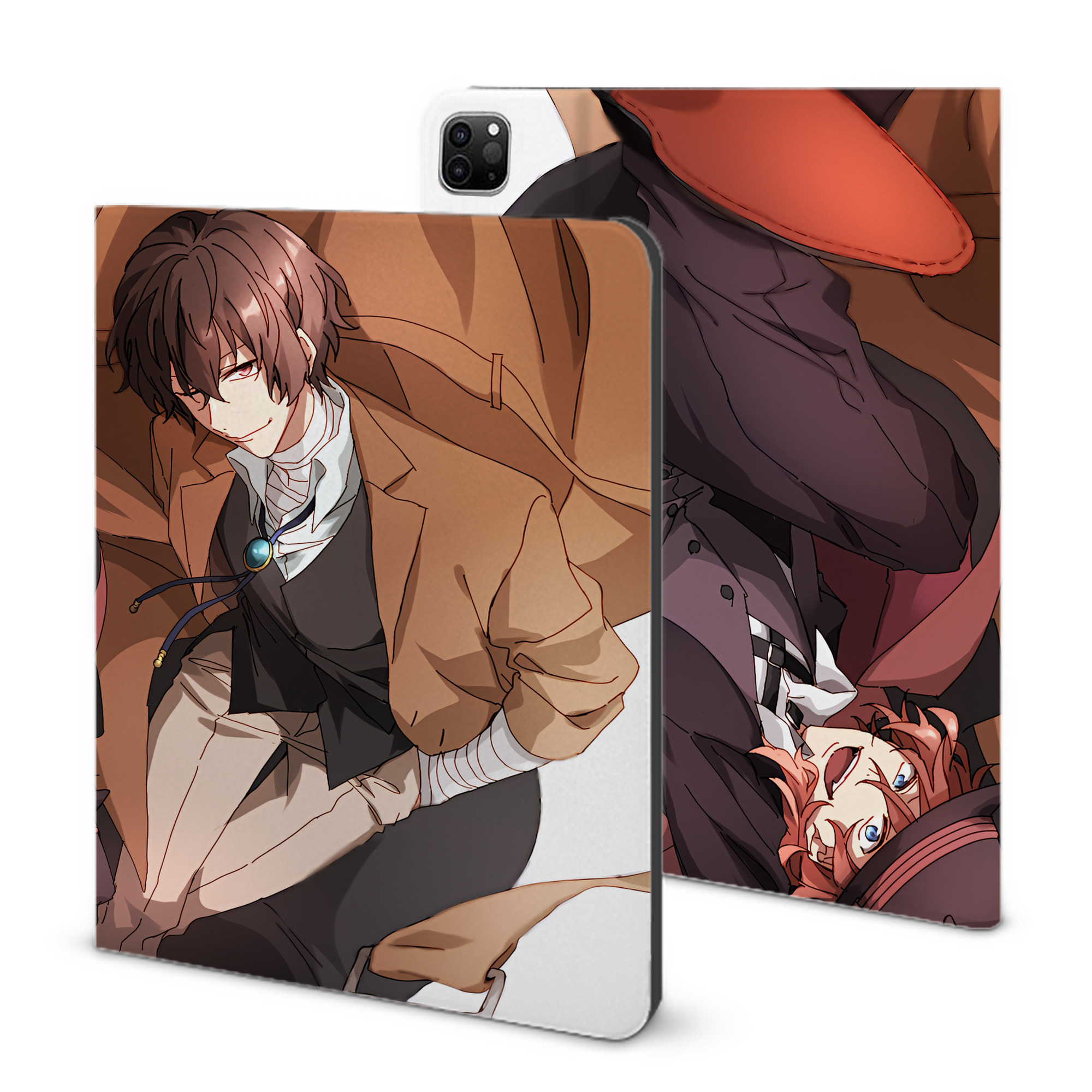 （画像用） 文豪ストレイドッグス Bungo Stray Dogs IPad ケース ブック型 PUレザー TPU 耐衝撃 軽量 薄型 ペン収納なし 全面保護 IPad 各モデル対応